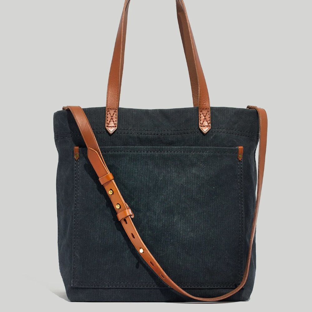 NEW Madewell The Canvas Medium Transport Tote Black Sea